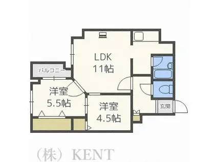 AR22(2LDK/7階)の間取り写真