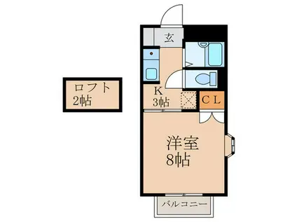 グランヴェール中央(1K/1階)の間取り写真