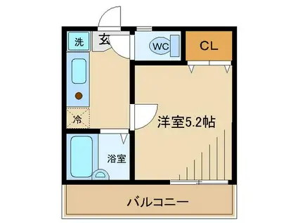 ラルゴ白糸台(1K/1階)の間取り写真