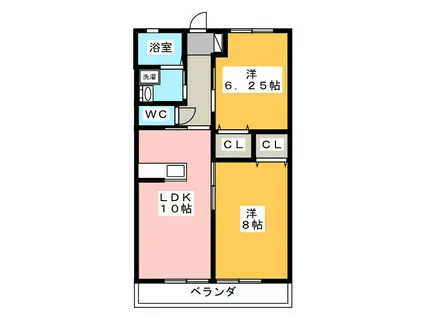 ラ・パレット(2LDK/1階)の間取り写真