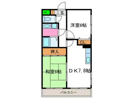 ソルレヴェンテ奥村(2DK/2階)の間取り写真