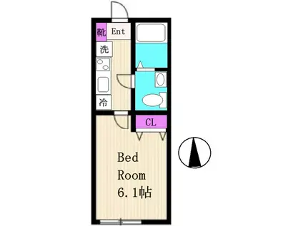 OASIS生田(1K/1階)の間取り写真