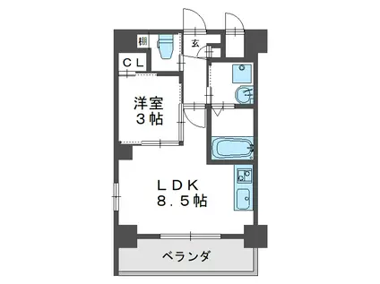 エセリアル清水丘(1LDK/4階)の間取り写真