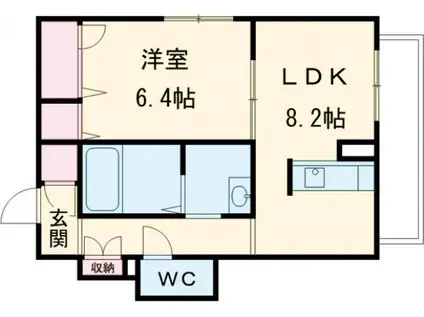 スタジオーネ綾部(1LDK/1階)の間取り写真