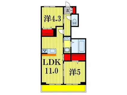 グラウクス(2LDK/2階)の間取り写真