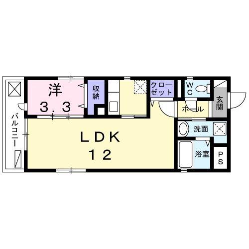 銀杏ハイツ立町(1LDK/3階)の間取り写真