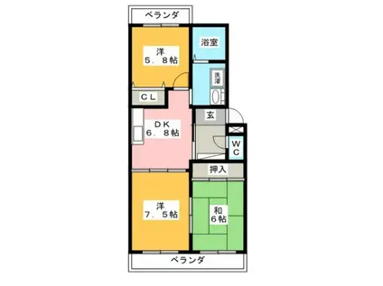 グラシア(3DK/3階)の間取り写真