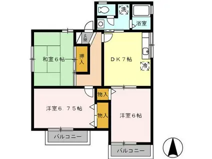 セジュールMORI(3DK/2階)の間取り写真