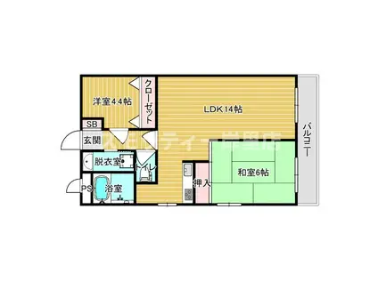 ふぁみーゆ住之江(2LDK/3階)の間取り写真