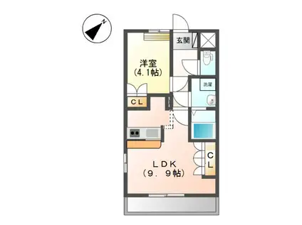 プランドールI(1LDK/2階)の間取り写真
