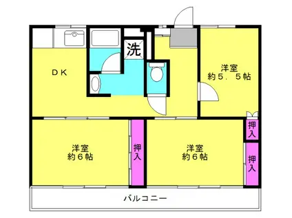 ビレッジハウス尾上(3DK/4階)の間取り写真