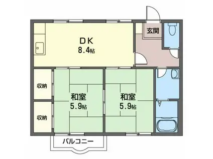 コートヴィレッジII(2DK/2階)の間取り写真