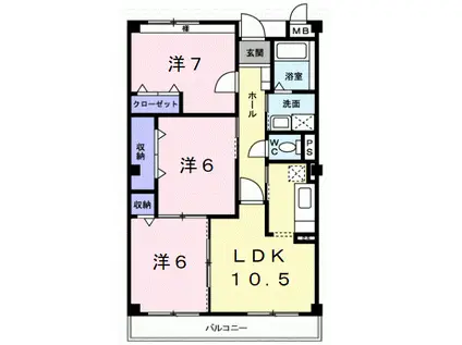 カーサグリーンII(3LDK/2階)の間取り写真