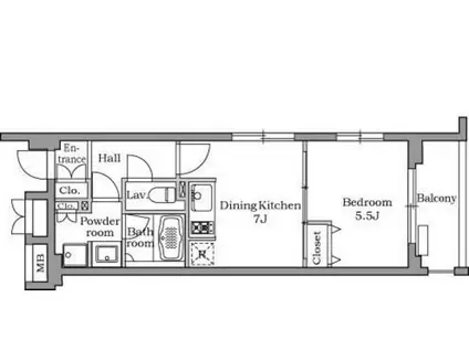レジディア千鳥町(1DK/4階)の間取り写真