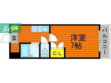 キャステルII-S(1K/3階)の間取り写真