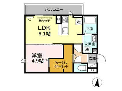 グラン・アイオ A棟(1LDK/2階)の間取り写真