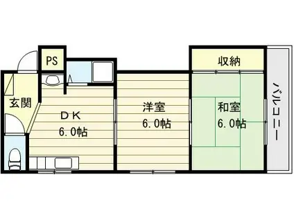 クリスタルハイツ(2DK/3階)の間取り写真