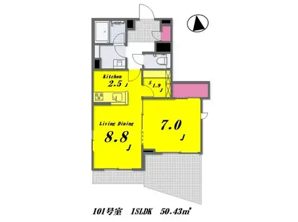 DREAMIO桜川ドリーミオサクラガワ(1SLDK/1階)の間取り写真