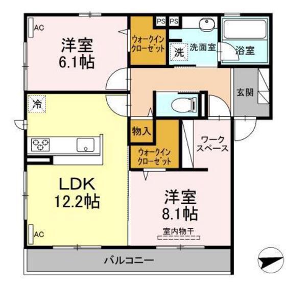 アトレヤン(2LDK/2階)の間取り写真