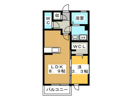 サン・デボーテ(1LDK/1階)の間取り写真