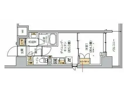 リビオメゾン芝浦(1DK/11階)の間取り写真