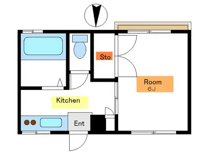 小森ビル(1K/3階)の間取り写真