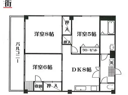 クローバーハウス桜台(3DK/2階)の間取り写真