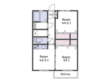 けやきハイツ(2DK/2階)の間取り写真