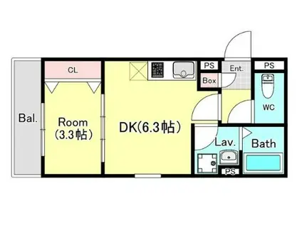 ジーメゾン春日部粕壁カヴェリ(1DK/1階)の間取り写真