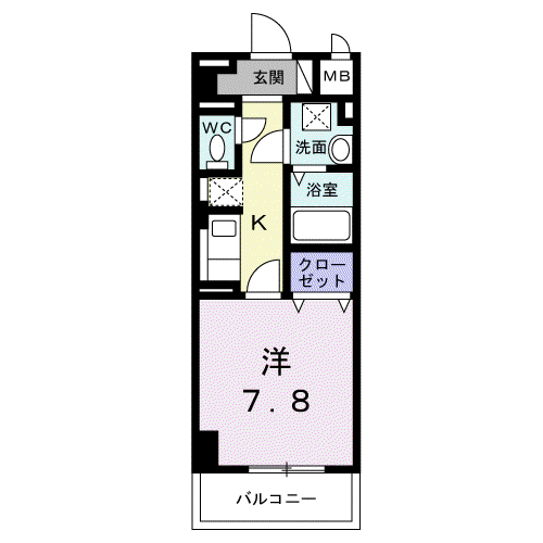 サンライズ 江平中町(1K/5階)の間取り写真