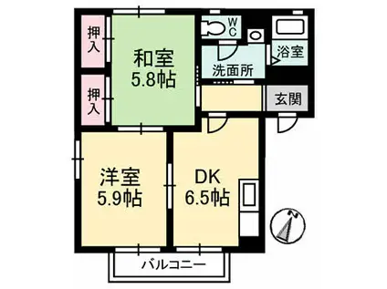 ガーデンライフ島田A棟(2DK/2階)の間取り写真