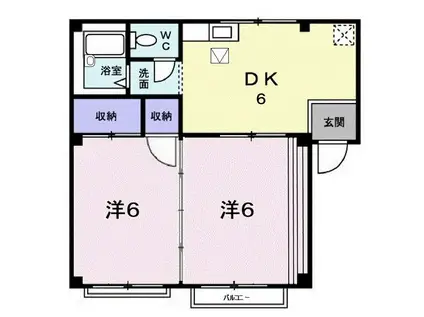 シティハイツ悠(2DK/1階)の間取り写真