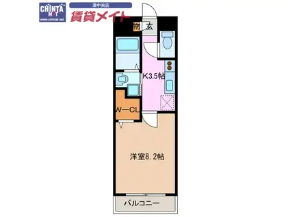 グランディール(1K/2階)の間取り写真