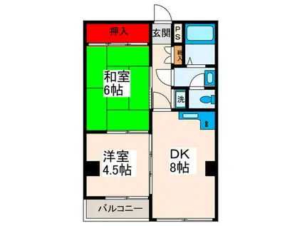 勘五郎ビル(2DK/1階)の間取り写真
