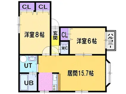 リーブラス(2LDK/1階)の間取り写真