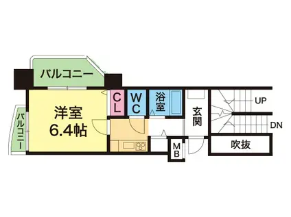 YKハイツ桜町(1K/10階)の間取り写真