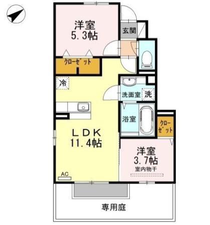 リバーサイドすみのえ(2LDK/1階)の間取り写真