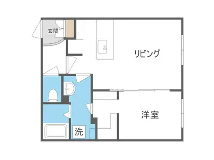 レブニーズ ザ・レジデンス 月寒中央(1LDK/4階)の間取り写真