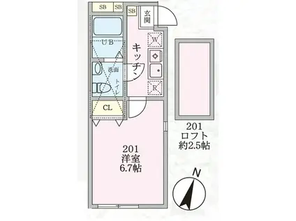 ブラウンロフト菊名(1K/2階)の間取り写真