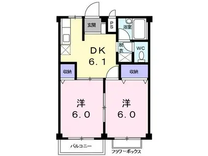 メゾンドセシボン(2DK/1階)の間取り写真