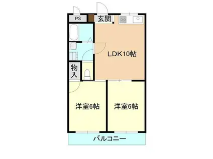 OMレジデンス土浦(2LDK/3階)の間取り写真