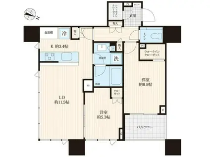 グランドミレーニア(2LDK/7階)の間取り写真