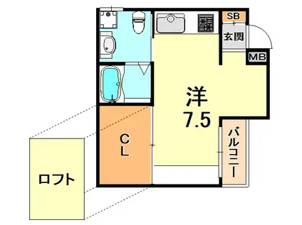 シティフラット灘(ワンルーム/3階)の間取り写真