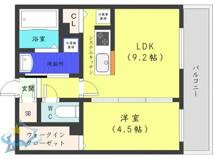 プライマル札幌桑園(1LDK/10階)の間取り写真