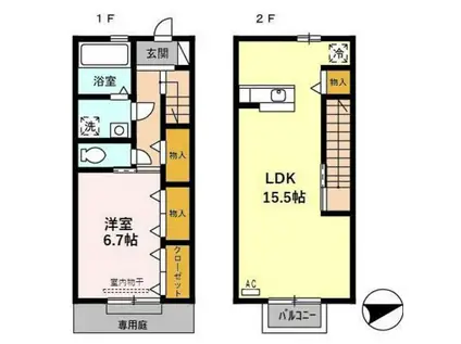グリーンフォレスト(1LDK/1階)の間取り写真