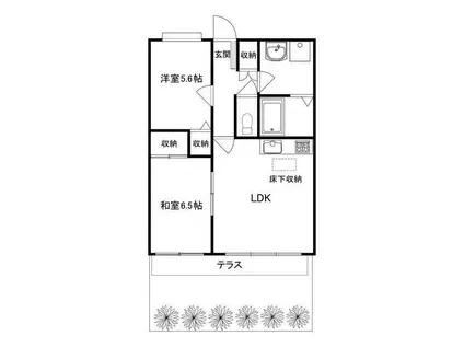 プラジャ鵠沼(2LDK/1階)の間取り写真