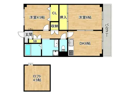 メゾンロワジールKS(2DK/5階)の間取り写真