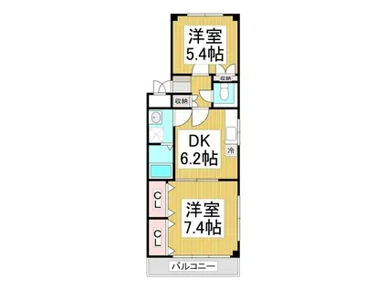シャルマンタカハシ(2DK/2階)の間取り写真