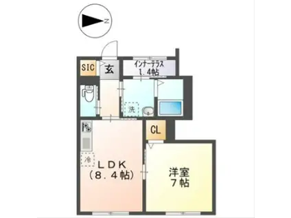 フィオーレ(1LDK/1階)の間取り写真