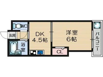 プロミネンス下村(1DK/2階)の間取り写真